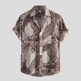 thumbnail image 2 of Outfmvch Chemises à Manches Longues pour Hommes, Imprimé Coloré Décontracté, Chemise à Manches Courtes avec Col Rabattu, Hauts pour Femmes Marron, 2 of 8