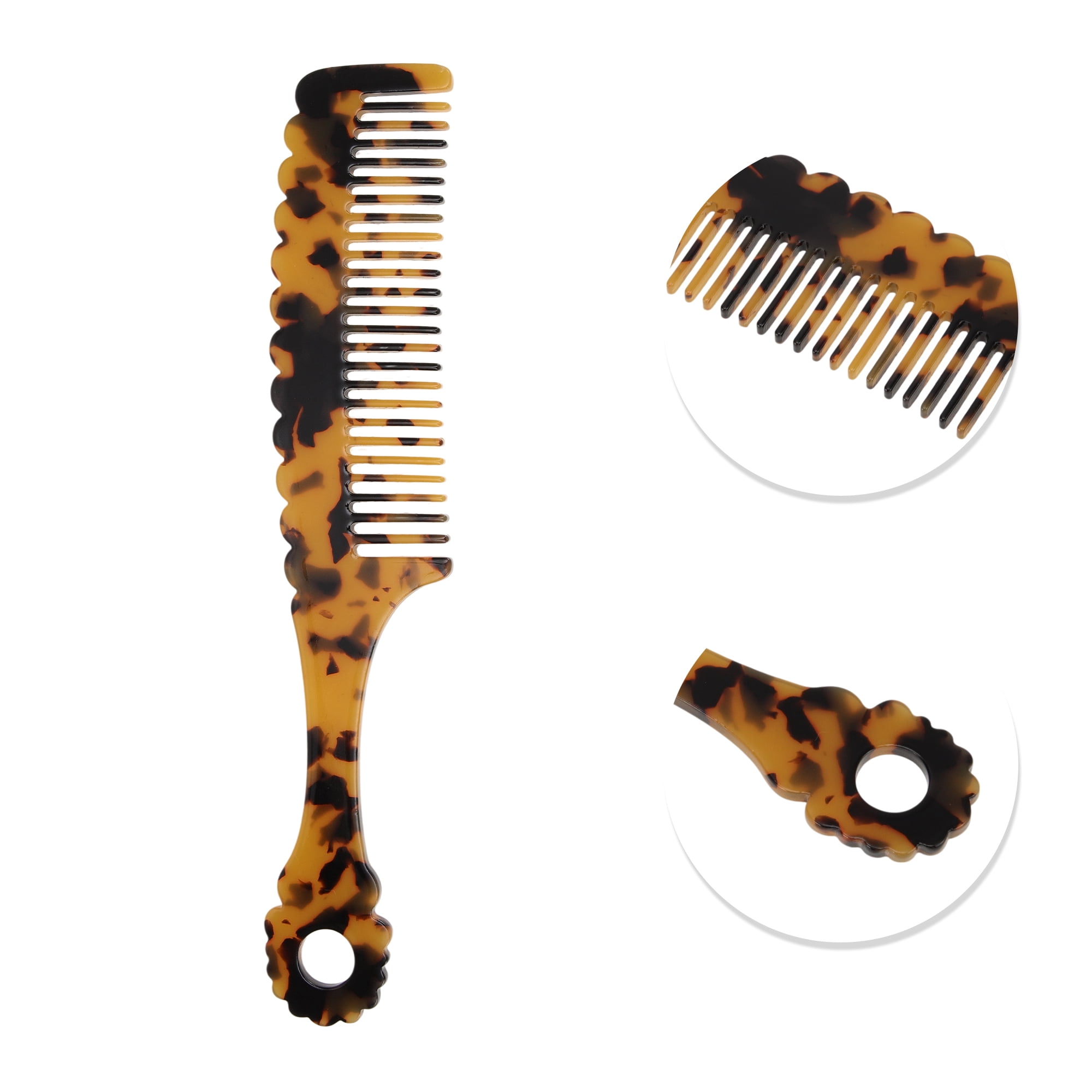 Unique Bargains 1 Pc Fashion Handle Wavy Hair Comb for All Hair Types Styles Brown