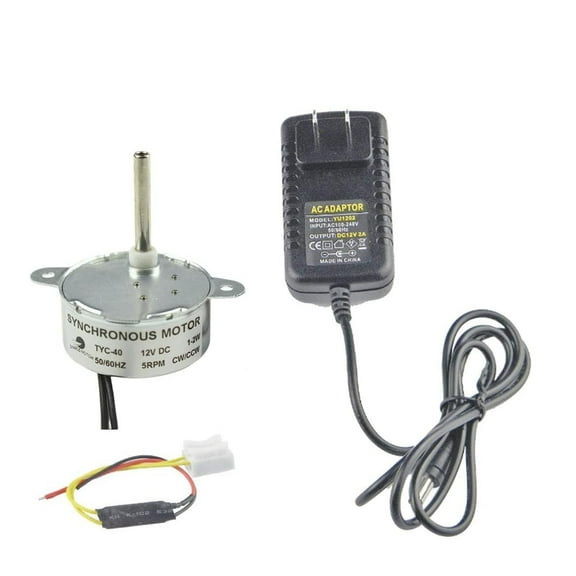 CHANS Electric Motor TYC-40 DC 12V 5RPM Shaft 33mm Mini Motor with Power Supply Input 100V-240V Output DC 12V for Christmas Decoration