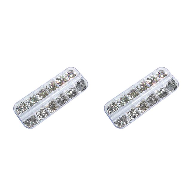 Qarigey Cuentas de duendecillo para uñas, diamantes de imitación de cristal redondos, suministros profesionales de bricolaje, llamativos para Type2 NO2
