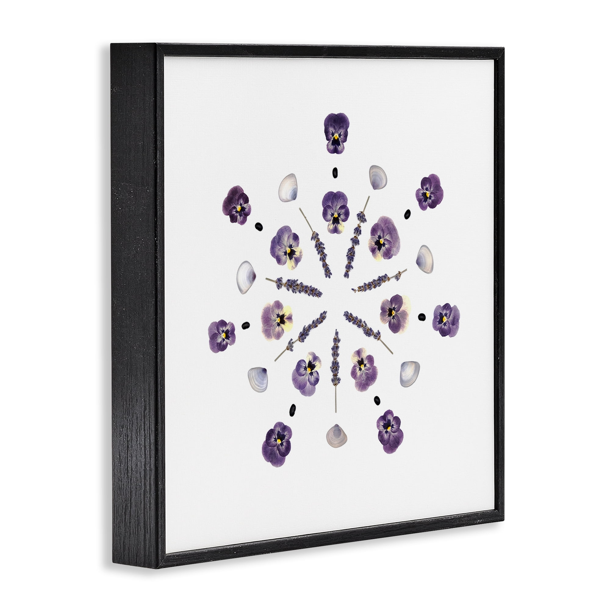 Stupell Industries Pansies & Lavender Symmetry Black Framed Giclee Art, design by Beth Adoette