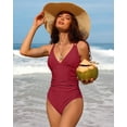 thumbnail image 7 of BeautyIn Women V Neck One Piece Swimsuits Double Strappy Monokini Bathing Suits, 7 of 7