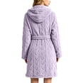 thumbnail image 7 of SHTXOZHI Women's Knit Robe Short Bathrobe Long Sleeve Hooded Homewear Warm Sleepwear With Pockets and Belt, 7 of 7