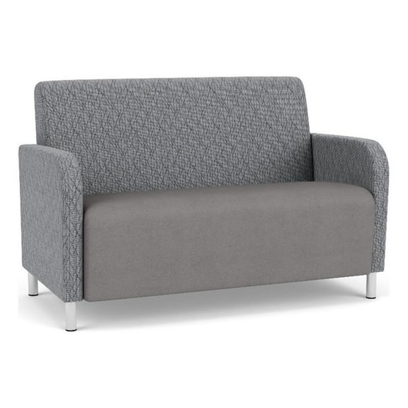 Siena Reception Reception Loveseat / Brushed Steel Legs / Gray / Gray