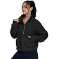 thumbnail image 3 of Womens Sweatshirts Half Zip Cropped Pullover Fleece Quarter Zipper Hoodies Fall outfits Clothes Thumb Hole, 3 of 11