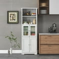 thumbnail image 5 of Gymax Bathroom Tall Storage Cabinet Linen Tower w/ Glass Door & Adjustable Shelf White, 5 of 10