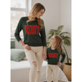 thumbnail image 6 of Mommy and Me Matching Outfits Christmas Pullover Long Sleeve Crewneck Letter Embroidery Sweatshirts, 6 of 7