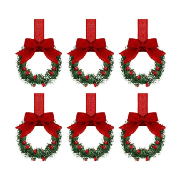 6 coronas navideñas artificiales para puerta de entrada, para interior y exterior. Rojo