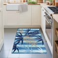 thumbnail image 3 of 2x3 Ft Entryway Area Rug, Blue Tropical Leaves Kitchen Rug Runner Washable Floor Mat, Summer Botanical Ferns Stripes Non Slip Indoor Door Mat Throw Carpet for Bathroom Living Room Bedroom, 3 of 8
