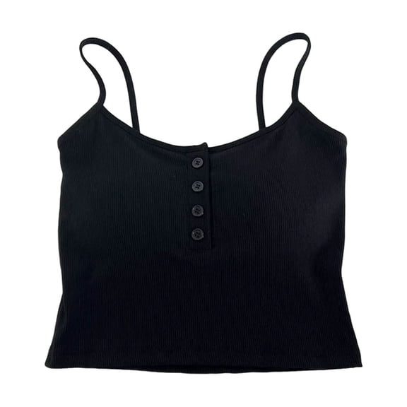 HNMKIU Women's Shelf Bra Camisoles Adjustable Spaghetti Strap Basic Layer Crop Top Built in Bra Tank Tops for Women 01_Black,One Size