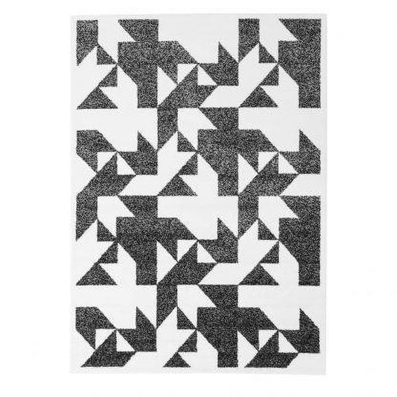 Ladole Rugs Geometric Contemporary Indoor Modern Area Rug - Premium Room Decor Carpet for Living Room, Bedroom, Kitchen, Patio, and Office - Black, 4x6 (3'11" x 5'2", 120cm x 160cm)