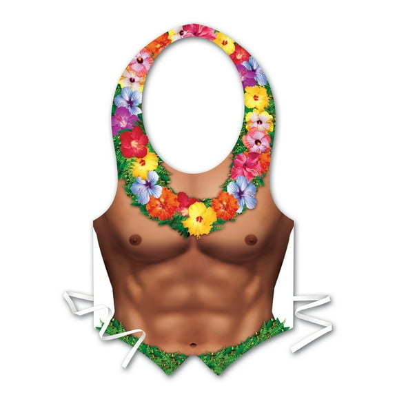 Party Central Club Pack of 24 Brown Hula Hunk with Flowered Lei Vest Men Adult Halloween Costume