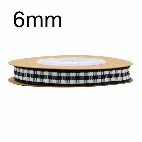 NAMZI 0.24 Inch x 5.5 Yards Gingham Ribbon, Classic Plaid Buffalo Checker Ribbon for Gift Wrapping, Hair Bows & DIY Crafts, Black