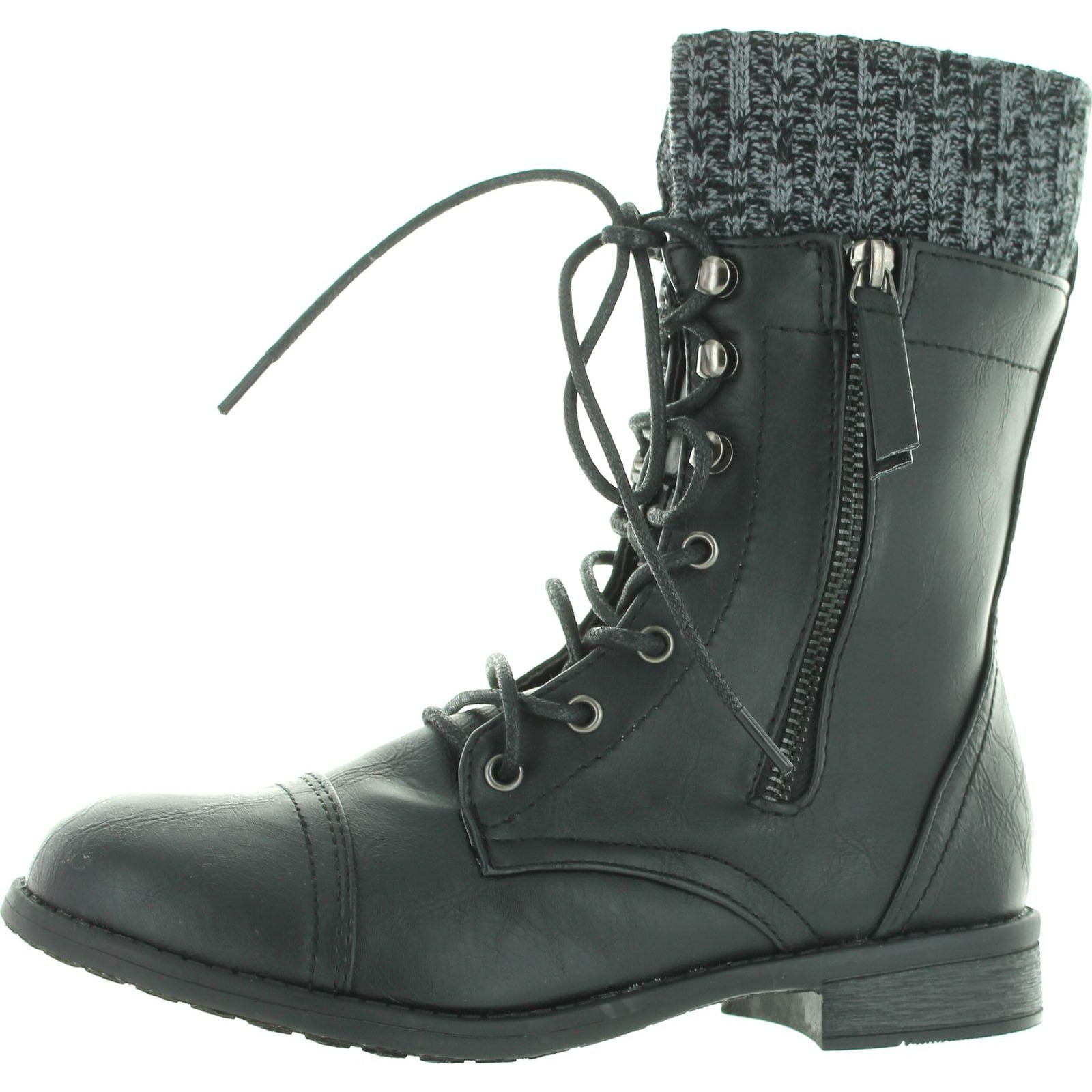 Womens black combat boots walmart Clearance