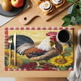 thumbnail image 2 of Vintage Rooster Placemats Set of 4 Sunflower Plaid Farmhouse Animals Place Mats Indoor Wipeable Table Mats Washable Cloth Dining Table Placemats for Kitchen Holiday Party Home Decor 13x19 Inch, 2 of 9