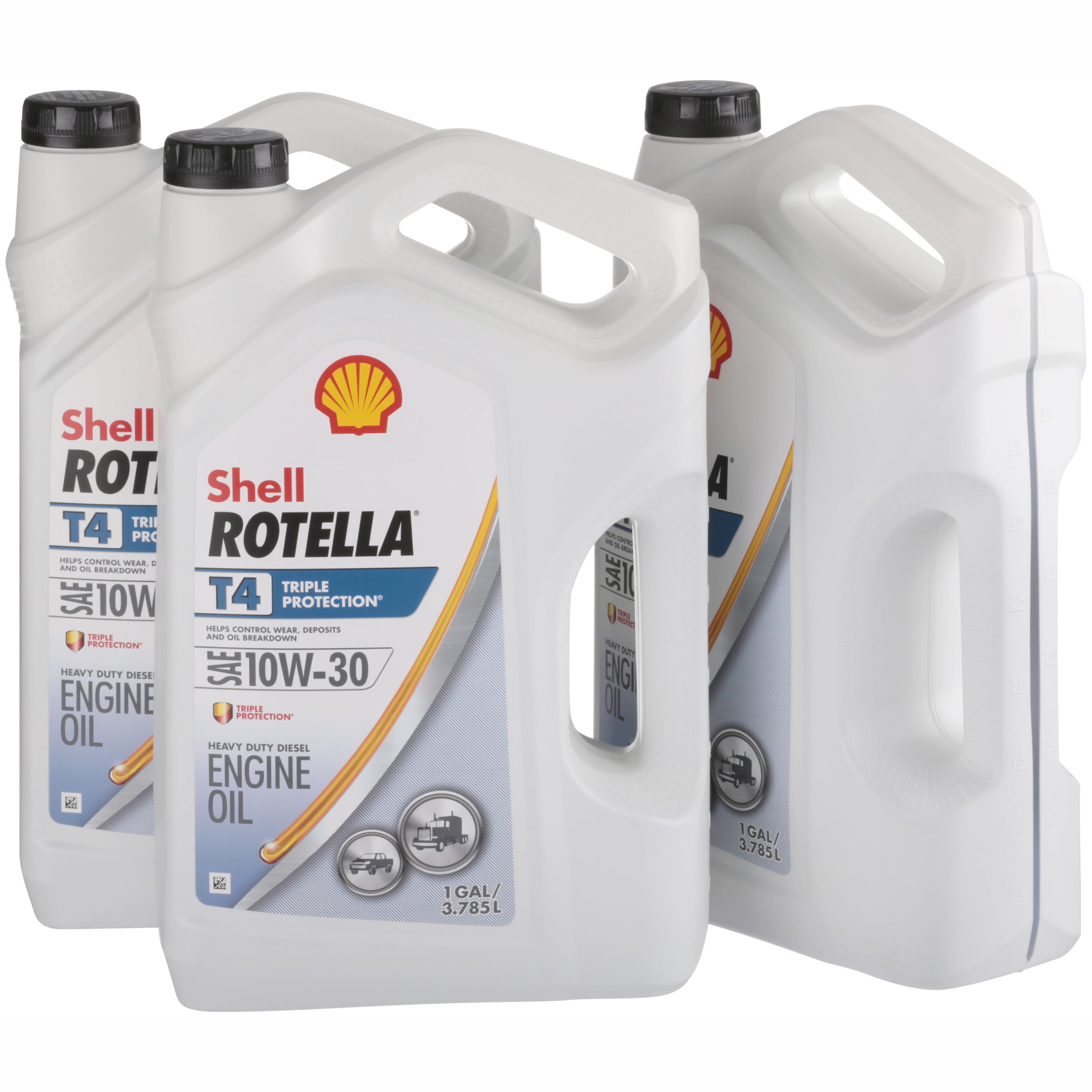 Shell Rotella T4 Triple Protection 10W-30 Diesel Motor Oil, 1 Gallon, 3 .