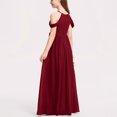 thumbnail image 4 of Fesfesfes Girl's Long Maxi Performance Dress Solid Color Breathable A-Line Dresses for Kids,Elegant Casual Holiday Dress,Princess Style Flared Dress(Wine,14-15 Years), 4 of 5