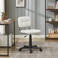thumbnail image 2 of VECELO Fabric Office Chair, Upholstered Linen Ergonomic Desk Chair with Backrest, Modern Bedroom Vanity Chair, Swivel Adjustable Task Chair, White, 2 of 7