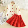 thumbnail image 2 of ZIXKCGDSE Girl Skirt Set Knit Sweater Flower Top and Pleated Skirt Elegant Fall Winter Outfit Size 4-5 Years, 2 of 4