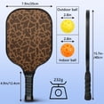 thumbnail image 3 of Pickleball Paddles Set Of 1, Fiberglass Surface, Animal, Leopard Print, 1 Paddle, 2 Balls & Bag, 3 of 5