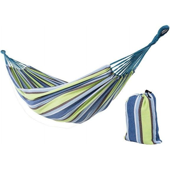 CozyBox Premium 2-Person Portable Hammock with Premium Canvas and 450 LB Capacity Metal Stand Great for Patio Beach Camping Tailgate