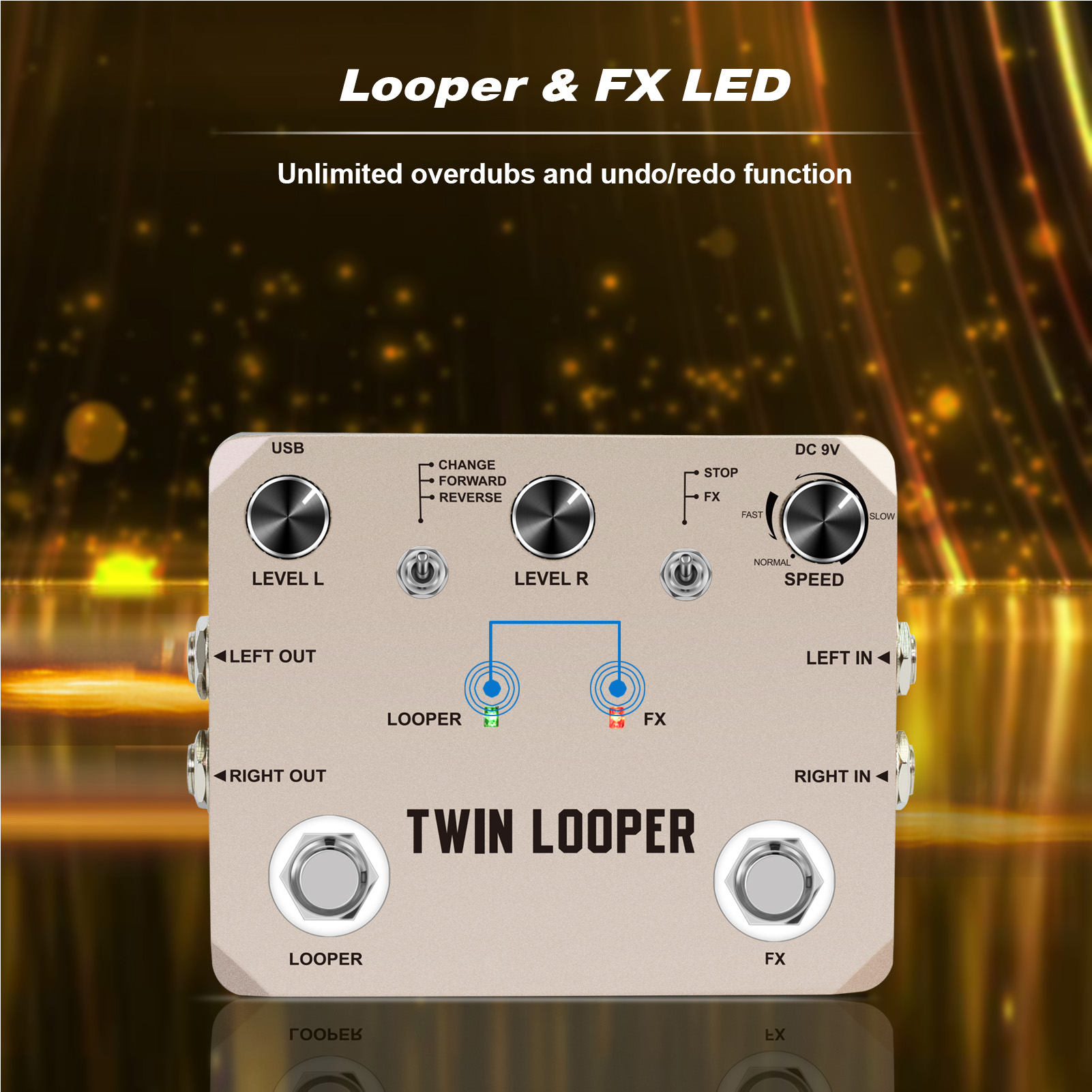 Rowin Guitar Looper Pedal With 2 Footswitch 11 Playback Types 10-Minute Recording 24-Bit Sampling Zinc Alloy Guitar Loop Station Pedal For Electric Guitar Effects