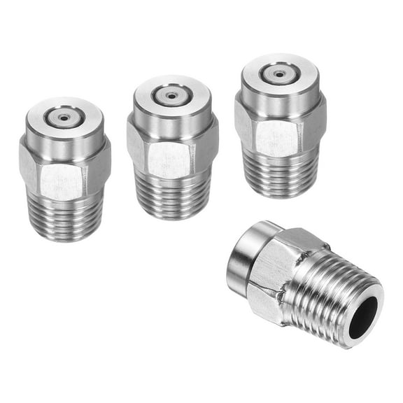 Uxcell 4pcs Surface Clean Tip 0 Degree 1/4 Inch NPT Male 1.156 Orifice 4000 PSI Stainless Steel Threaded Pressure Washer Spray Nozzles for Water gun Water Broom