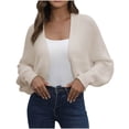 thumbnail image 2 of Tumotour Bolero Shrug Cropped Cardigan for Women's Irregular Hem Long Sleeve Open Front Outerwear Coats Fall Lightweight Kint Cardigan Sweater, 2 of 5