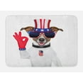 thumbnail image 1 of 4th of July Bath Mat, Jack Russell with an Uncle Sam Hat Gloves and Giant Sunglasses Celebrating, Non-Slip Plush Mat Bathroom Kitchen Laundry Room Decor, 29.5 X 17.5 Inches, Multicolor, Ambesonne, 1 of 2