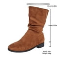 thumbnail image 6 of Viluyesy Womens Mid-Calf Slouch Boots, Low Heels Comfortable Pull-On Fall Winter Suede Boots Brown US7, 6 of 9