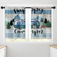thumbnail image 3 of Camping Happy Camper Kitchen Curtains, Vintage Tree MountainShort Window Curtains Set of 2, Window Treatment Tier Curtains for Kitchen Over Sink Dining Room Decor (26x36 Inch), 3 of 6