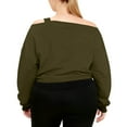 thumbnail image 5 of Fznquz Womens Casual Tops Trendy Green Off Shoulder Plain T-Shirt Cold Shoulder Loose Crop T Shirts,M, 5 of 7