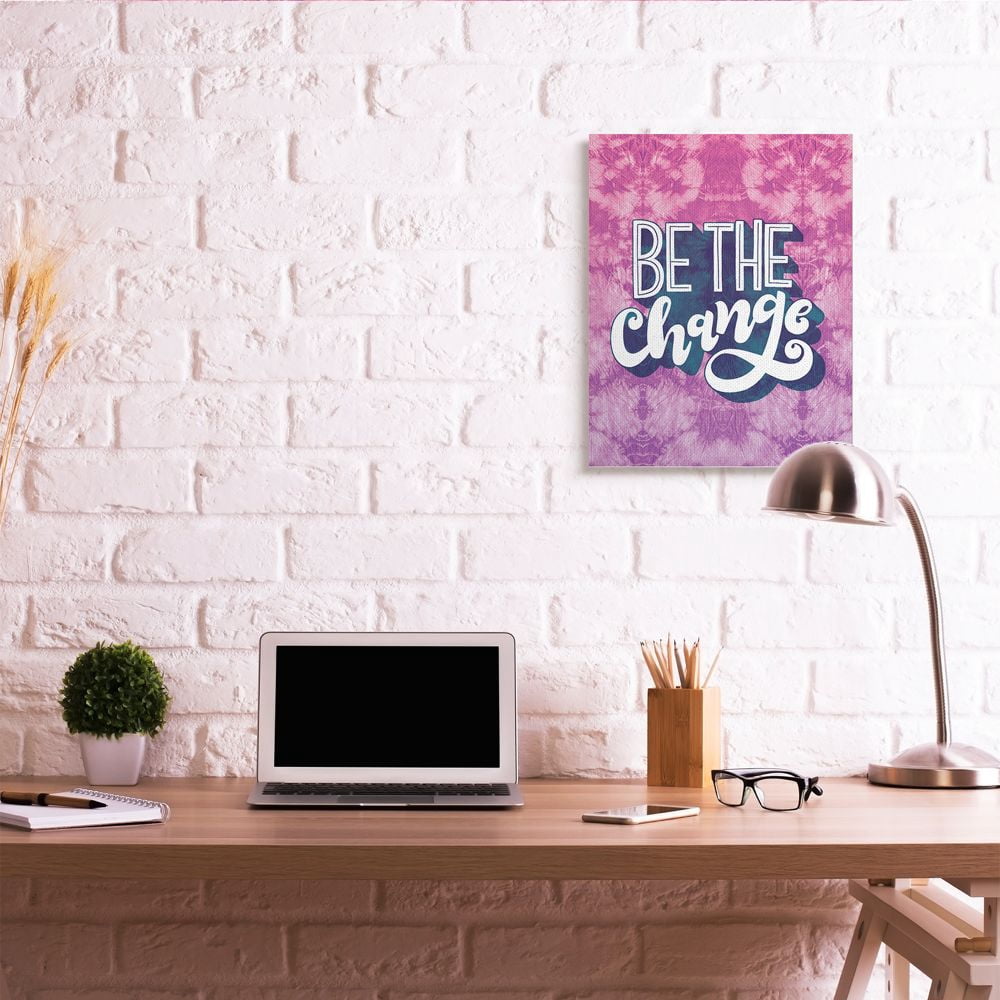 Stupell Industries Be the Change Quote over Purple Tie Dye Designed by Loni Harris