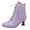 Purple, variant on Womens Kitten Heels Combat Boots Vintage Leather Pointed Toe Riding Dance Dress Ankle Boots