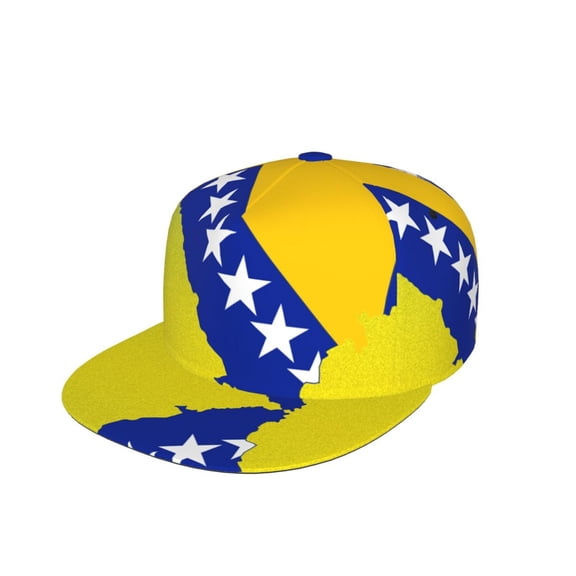 Bosnian Map Flag Flat Brim Trucker Cap Adjustable Snapback Hat For Men Women