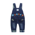 thumbnail image 2 of KIDSCOOL SPACE Mono vaquero para bebé niño niña,Pantalones de peto de mezclilla 3D para niño pequeño, 2 of 5