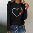 thumbnail image 2 of Wycnly Valentines Day Shirt Spring Tops for Women Loose Long Sleeve Round Neck Casual Pullover Blouses Valentines Trendy Dog Paws Heart Print Tshirts Weekly, 2 of 5