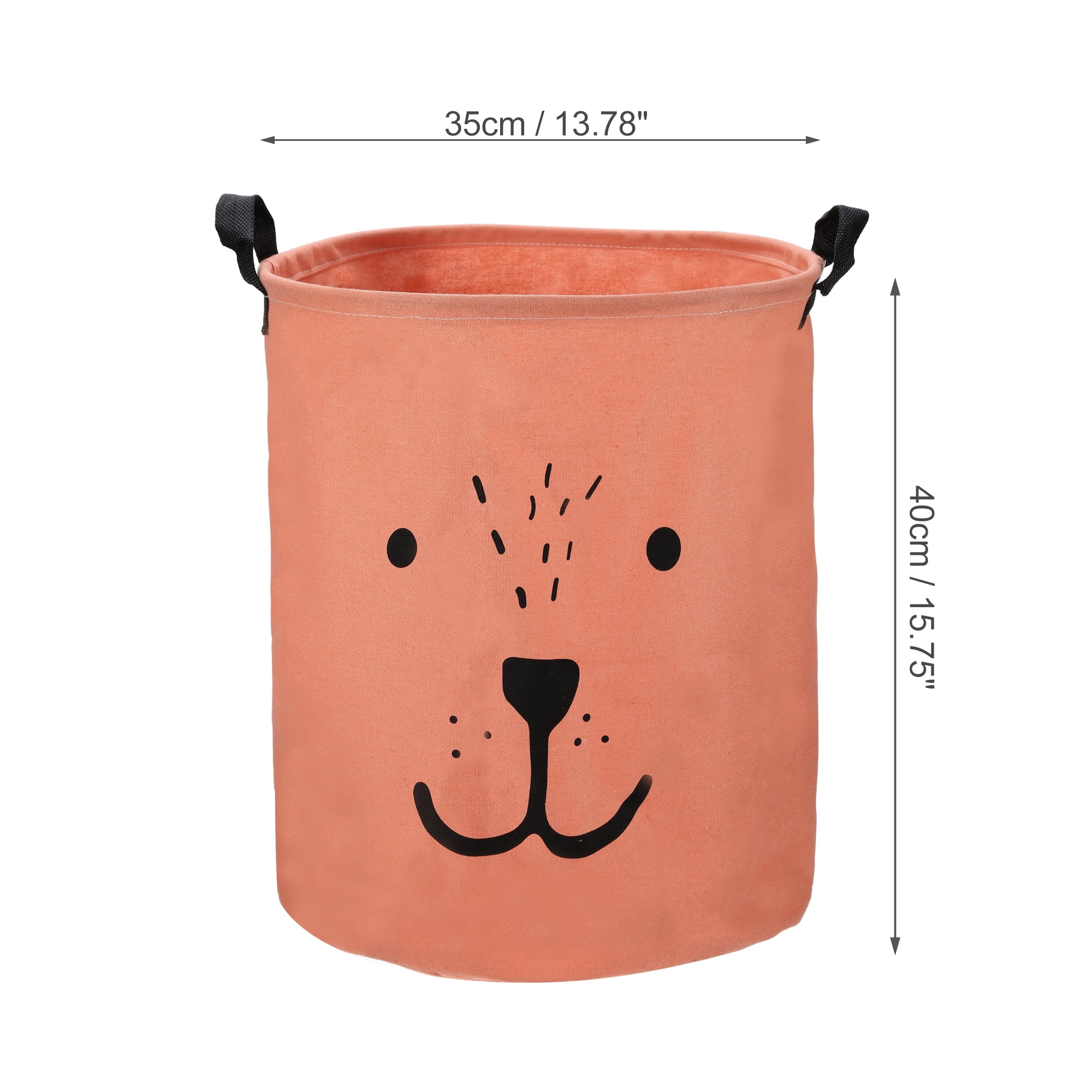Unique Bargains Foldable Cylindrical Laundry Basket 15.75"x13.78" 40L Orange 1 Pc