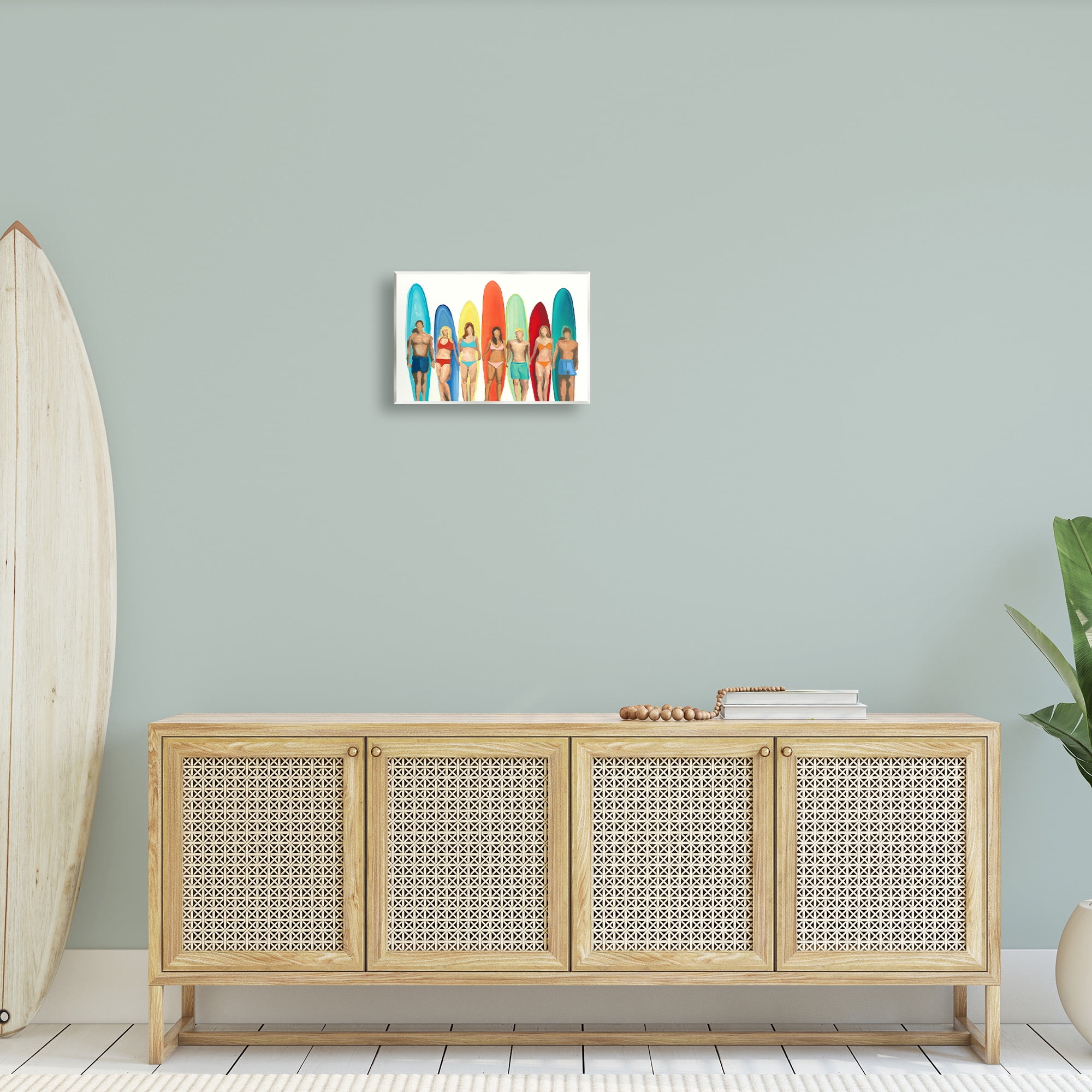 Stupell Industries Abstract Surfer Friends Sports Painting Unframed Art Print Wall Art, 15 x 10