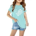 thumbnail image 2 of mgdxox Girl's Short Sleeve Crew Neck T-Shirt with White Heart Prints Loose Fit Tee Tops Blue 4 Years, 2 of 5