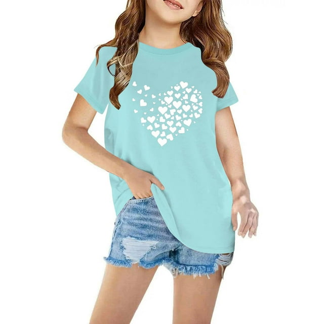LSLJS T-shirt en Coton pour Tout-Petits Garçons Filles Mode Mignon Col Rond Imprimé Tee Manches Courtes, Chemises Filles Vêtements d'Été