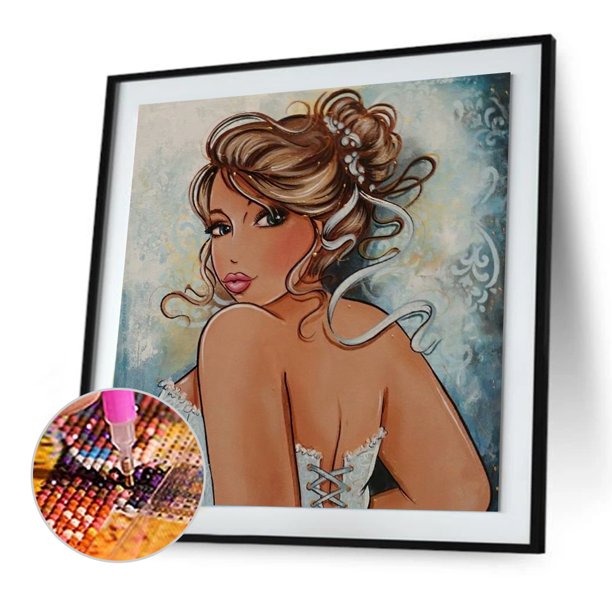 Cuadros Decorativos Cuadro de diamantes de imitación con taladro redondo completo para mujer gorda Noble de diamantes DIY Ehuebsd embutido en tela