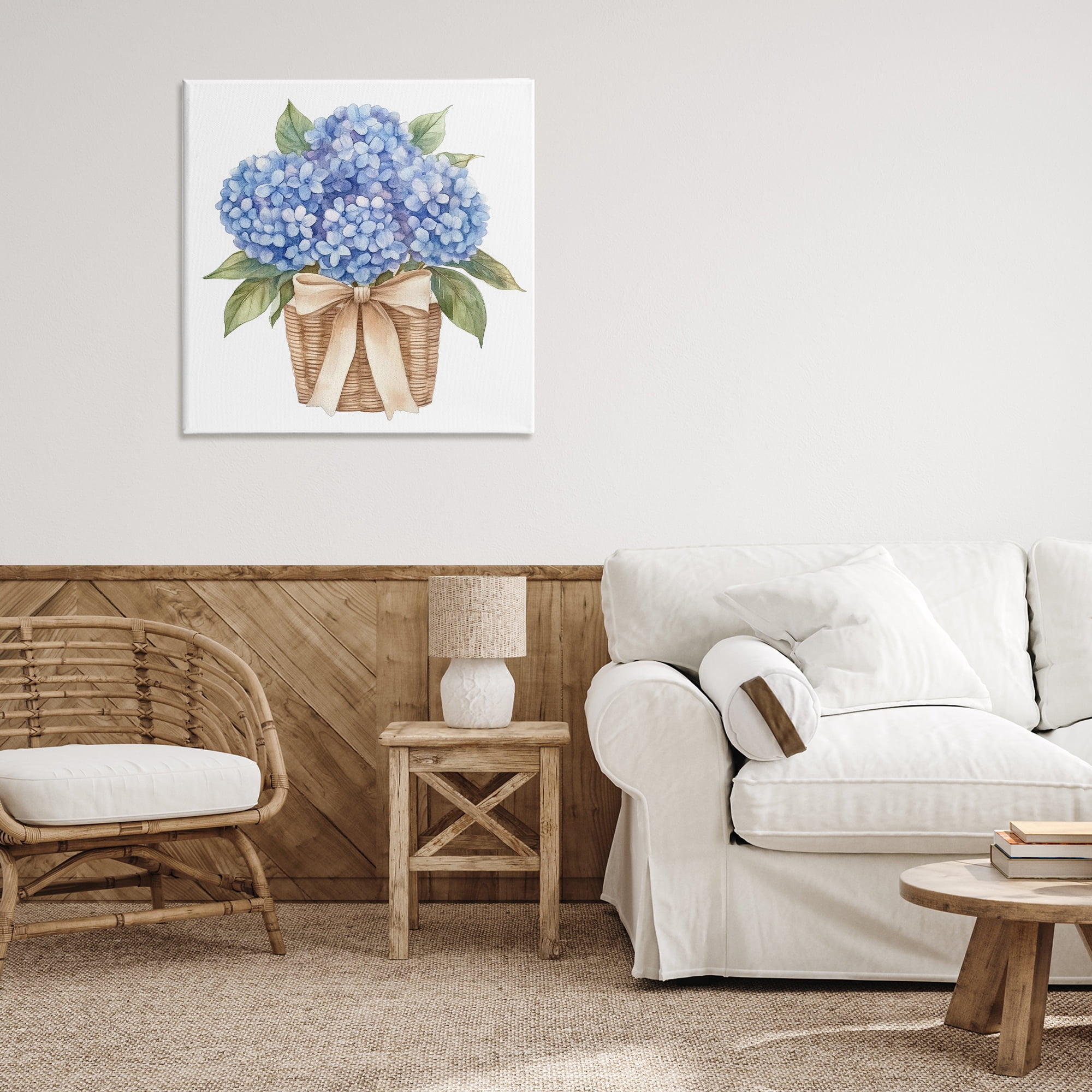 Stupell Industries Blue Hydrangea Picnic Basket Canvas Wall Art, design by Petal Prints Design