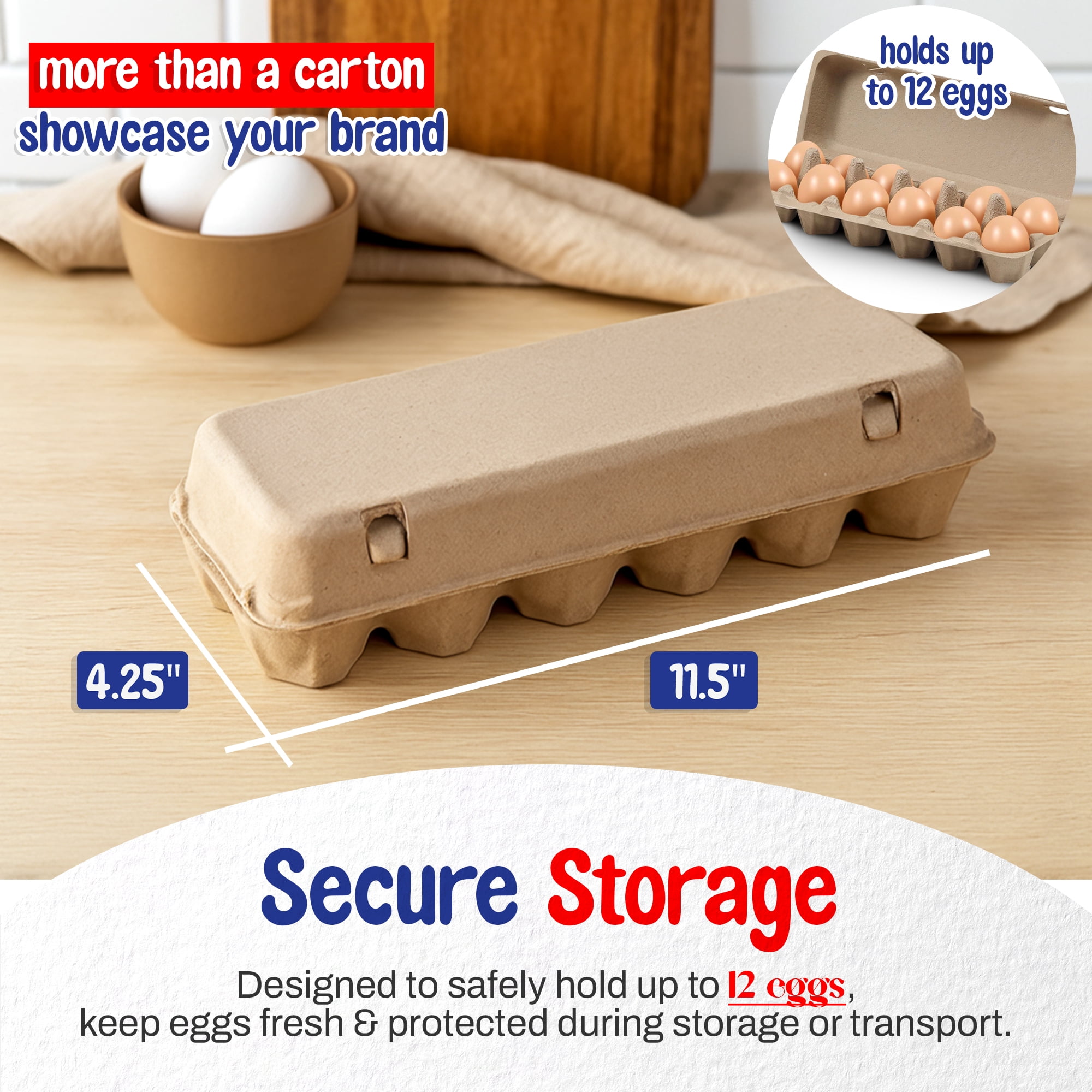 MT Products Brown Egg Cartons 12 Count Egg Container - Perfect for Chicken Farm (Pack of 20) - Made in USA