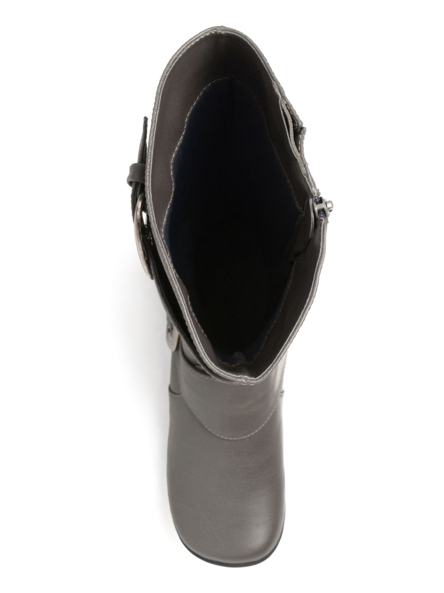 JOURNEE COLLECTION Womens Grey Gray Buckle Accent Padded Paris Round Toe Zip-Up Slouch Boot 8.5