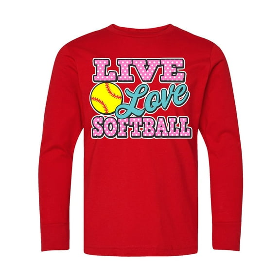 Inktastic Live Love and Softball Long Sleeve Youth T-Shirt