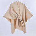 thumbnail image 2 of Gaukiv Womens Solid Wrap Shawls Open Front Cozy Poncho Outerwear Elegant Shoulder Cover Up Khaki, 2 of 3
