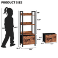 thumbnail image 3 of Satifur 4 Tier Rustic Brown Storage Bookshelf, Tall Indoor Organizer with 1 Removable Drawer, Adjustable Foot Pads for Balcony, 3 of 7