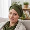 thumbnail image 4 of Miaocao African Women Turban Caps Beanie Twist Headscarf Pre Tied Double Braid Headwrap Hat, 4 of 9