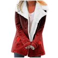 thumbnail image 1 of Womens Loose Fuzzy Fleece Gradient Lapel Single Breasted Buttons Jacket Hooded Coat, 1 of 6